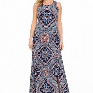 Chico's Vibrant Blue and Pink Maxi Dress